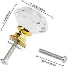 15 piezas Perilla de cajn, Perillas de Puerta Redonda de Cristal para los perillas de cajn de Vidrio del gabinete de Cocina Moderna Oro - Oro - Ver 3