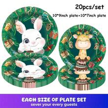 100 Stücke Einweggeschirrset mit Wald-Süßes-Haustier-Thema, einschließlich 7-Zoll-Papiertablett, 9-Zoll-Karton, 9-Unzen-Becher, Servietten, geeignet für tägliche Zusammenkünfte, Geburtstagsfeiern, Brautpartys, Babypartys, Clubs, Hochzeiten, Teepartys, Picknicks, Ausflüge im Freien