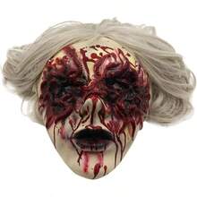 Genrico Mscara de bruja de terror de Halloween, mscara de fantasma de pelo blanco aliengena, mscara de zombi demonio, de disfraces, accesorios de de cosplay de A estndar - inicial - Ver 7