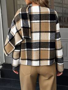 Doriss Loose Checked Slouchy Collar Shawl Coat, Autumn & Winter, Business Casual Woman, Valentine's Day Outfit, Modest, Business Casual Woman, Homecoming, Bohemian, Old Money Style, Wedding Season