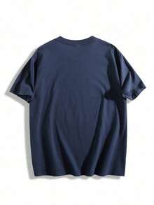 1pcs Men's Y2K 100% Cotton T Shirt Distressed Fiery Star Profile Double Sided Digital Printed Vintage Grunge Graphic Tee Alternative Style Aesthetic Streetwear - Màu xanh lam - Xem 2