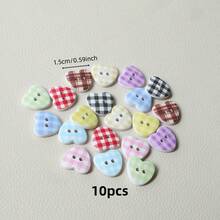 10/20 件随机混合格纹花卉印花 4 孔纽扣、连衣裙、夹克、衬衫、DIY 配饰、手机壳装饰