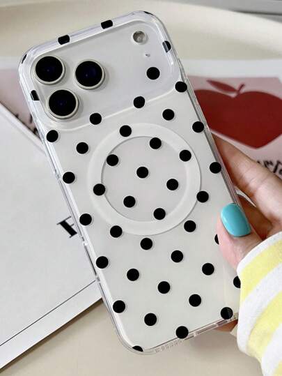 Simple Polka Dot Soft Magnetic Wireless Charge Phone Case Compatible With IPhone 17ProMax 17Pro 17Air 17 16 15 14 13 12 11 Pro Max Candy Color Jelly Protection Shockproof Bumper Cover