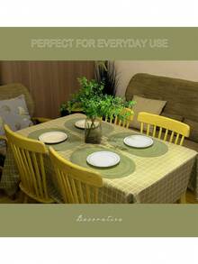 棉纱编织椭圆形餐垫 12x18 英寸，餐桌椭圆形餐巾，天然编织耐热桌垫，适合家庭聚会、婚礼派对（绿色） - 綠色 - 查看 3