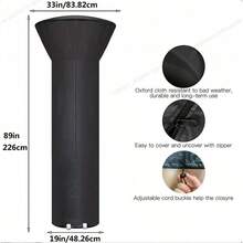 210D Black Waterproof Oxford Umbrella/Fan-Shaped Heater Cover, Suitable For Outdoor Garden Patio Air Source Heat Pump, Dustproof And Rainproof Cover