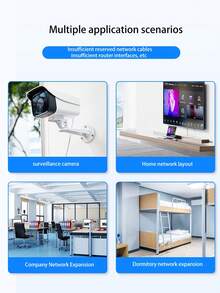 Gigabit Ethernet Cable 1-To-4 Splitter, Allowing Multiple Devices To Use The Internet Simultaneously At High Speed With A Single Network Cable, 1-To-4 Port Sharing Device, RJ45 Network Cable Splitter.