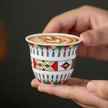 6pcs Luxury Gold Embossed Coffee Cup Set, Modern Middle Eastern Style Ceramic Tea Cups, Saudi Coffee Cups, Elegant Ceramic Mugs, Middle Eastern Style Holiday Gift, Comes With Crescent Moon & Star Gift Box, Designed For Turkish Coffee/Espresso, Elegant Drinkware For Turkish Coffee/Arabic Tea, Suitable For Home, Cafe, Holiday Gifts, Portable Small Coffee Accessories, Includes Exquisite Packaging, Suitable For Christmas, Ramadan, Eid Al-Fitr Gifts, Holiday Atmosphere Gifts