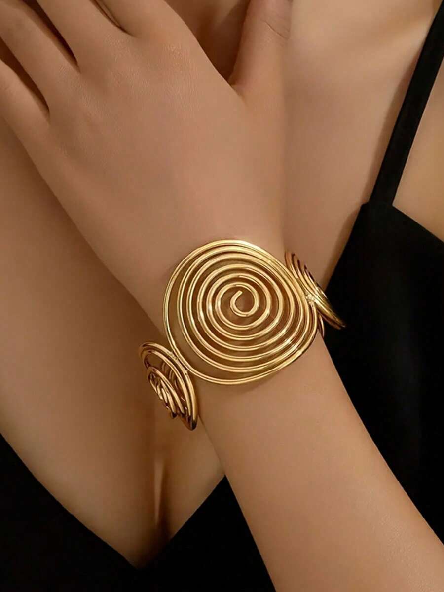 1 chiếc vòng tay xoắn ốc kim loại thời trang phong cách Bohemian, đa năng dùng hàng ngày và làm quà tặng cho phụ nữ - vòng đeo tay - Xem 1