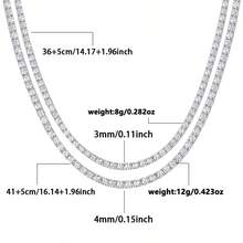 1pc 925 Sterling Silver Luxury Zirconia Tennis Necklace, Elegant & Suitable For Daily Wear, Parties, Weddings. Great Gift For Family, Friends, Christmas, Halloween, Valentine's Day, Birthday - Silver - View 4