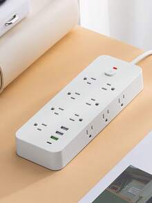 Surge Protector Power Strip, 4.9-Foot Power Cord, Flat Plug Extension Cord With USB C, 14 Wide-Spaced Sockets, 32W Fast Charging 3.0 And USB C Power Supply - 美規B型插(110-127V) - 查看 13