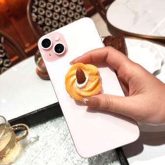 Sweet Cookie Phone Holder, Realistic Biscuit Design Grip Stand, Cute Food Theme Aesthetic For Girls