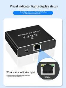Gigabit Ethernet Cable 1-To-4 Splitter, Allowing Multiple Devices To Use The Internet Simultaneously At High Speed With A Single Network Cable, 1-To-4 Port Sharing Device, RJ45 Network Cable Splitter.