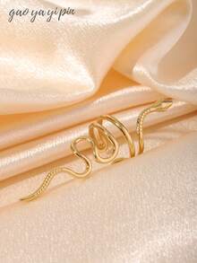 1pc Women's Stainless Steel 18K Gold Vintage Exaggerated Snake-Shaped Open Ring, Women's Daily Accessory (The Snake Ring Has A Special Craft, Which Can Be Bent And Adjusted When Worn)