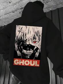 Men'S Gothic Horror Graphic Fleece-Lined Hoodie - Bold GHOUL Print & Red Lettering, All-Season Warmth, Machine Washable, Regular Fit Urban Streetwear Sweatshirt For Casual, Parties & Casual Attire - Edgy Style For Men & Teens (Durable Hot Transfer Print), Ghost Hoodie, Men Sweatshirt, Sweatshirt For Men, Graphic Hoodie, Men' Hoodie, Men Hoodie, Men Clothe,Fall Hoodies,Men's Fall Clothes,Street Wear,Halloween,Mens Hoodies,Y2k Clothes,Jesus Hoodie,Thanksgiving Day,Nightmare Before Christmas,Christmas - Black - View 1