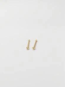 2pcs 925 Sterling Silver Ear Sticks, Women's Gold Stud Earrings Sleep Without Taking Them Off, Hypoallergenic Earrings Set - Smooth Ear Sticks - View 18