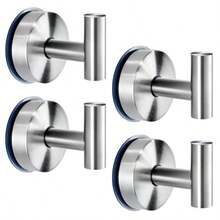 Suction Cup Hooks For Shower Wall Stainl Steel Vacuum Shower Hook Heavy Duty Bathroom Suction Towel Holder For Inside Shower Coat Hooks Wall Hanger For Door Glass Kitchen Brushed Sier 4Pcs