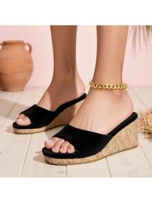lunryet Womens Heeled Sandals  Wedge Sandals For Women Slip On Sandals For Women Wedge Heels Sandals Open Toe Slip On Mules Summer Dress Sandals MOODI-1 - 黑色 - 查看 9