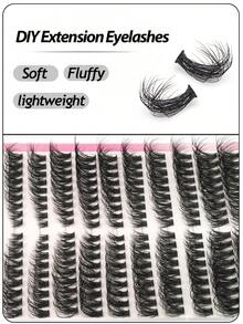 216 Clusters Of D-Curl Voluminous False Eyelashes, Divided By Height Into Left And Right, Suitable For Paired Single-Cluster Use. Natural Segmented Cluster Eyelashes, Fluffy, Thick, Soft And Light. Comfortable To Wear, Enlarges The Eyes, Enhances The Effect Of The Outer Corners Of The Eyes. DIY Eyelash Growth. Suitable For Various Occasions Such As Daily Life, Weddings, Dates, Parties, Music Festivals And Halloween. False Eyelashes, Cluster Eyelashes, Single False Eyelashes. - D - Xem 3