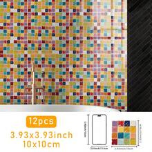 3.93x3.93inch/5.91x5.91inch/7.87x7.87inch, 12pcs Colorful Mosaic Style Peel And Stick Wall Decals, PVC Material Self-Adhesive Wall Stickers, Easy To Apply And Clean, Suitable For Bathroom, Kitchen, Laundry Room, Stairwell Wall Renovation