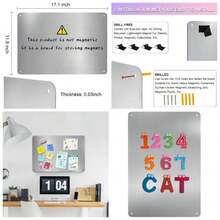 - Juego de 2 tablas magnticas de acero inoxidable, 17x 11.8 pulgadas, para mostrar nmeros de letras magnticas, notas, poesa, fotos, tarros de especias, adecuado para pared, refrigerador, - Plateado (sliver) - Ver 1