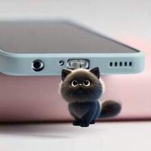 1pc Cute Cat Shaped Phone Dust Plug, 2D Flat Adorable Cat Cup Acrylic Phone Dust Plug, Kitty Dust Plug Protector Accessory - Fit For Type-C And Interface Compatible With IPhone - Multicolor - View 6