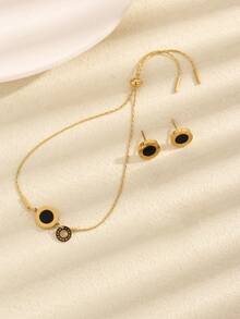 3 Stücke Set römische Ziffern Armband und Ohrringe, minimalistisches Design, Accessoires für Frauen & Studenten