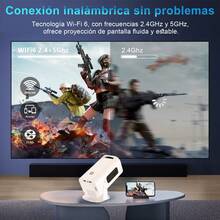 Carsapro Proyector 8k Portatil Hp330,Android 11 ,1G+8G Mini Proyector,8k Full Hd Profesional Proyector,LED Proyectores Para Celular Bluetooth Mirrorlink Usb Aux Wifi 2.4/5ghz,Proyector Inteligente , Reuniones Familiares, Camping, Oficina, Fiestas al Aire Libre. - Blanco - Ver 10
