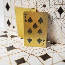 [Golden Playing Cards] Matte Golden 1 Deck PVC Playing Cards |   Durable Hardened Poker Set, Universal Deck Valentine's Day, Thanksgiving,, Halloween, New Year Festivities