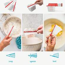 Dreamfarm Levups - Juego de tazas medidoras autonivelantes para cocina y horno, 4 unidades, color rojo - rojo - Ver 1