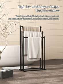 1个三层独立式毛巾架，户外毛巾晾晒架，独立式立式毛巾架，泳池毛巾架，浴室/浴缸毛巾架，浴室收纳架，返校季浴室配件，适用于家庭、卧室、毛巾、手巾等浴室用品。