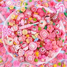 40/60pcs Rose Pink Slime Charms Assorted Cute Decoden Embellishments, Kawaii Slime Accessories,For Crafts Mini Decoden Acrylic Embellishments Phone Junk Cases Scrapbooking & DIY Decoration - 60PC - 查看 1