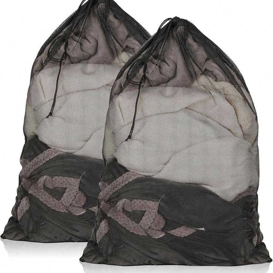 كيسان غسيل شبكيان قوي الجودة، مناسبان للغسيل الكبير، أكياس غسيل بحبال للجامعة والسكن الجامعي والسفر والمنزل والشقق، قطعتان