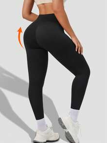 1 Set thermisch gefütterte Sporthosen, Außenkleidung Yoga Fitness Schlankheits-Taille Leggings, vielseitig für Herbst/Winter - Schwarz - Übersicht 3