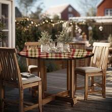 1/36 pièces Nappe de table de Noël à carreaux rouges et noirs, housse de table ronde en mélange de polyester à ajustement élastique pour une utilisation intérieure/extérieure, décoration hivernale toutes saisons (Noël, Thanksgiving, Nouvel An), décoration de fête facile à nettoyer et durable, décoration de table festive, décoration saisonnière pour la maison, motif flocon de neige, installation de repas en extérieur, nappe pour table à manger