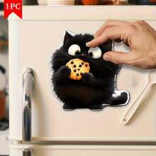 1pc Acrylic Peeking Cat Fridge Magnet - Cute Cabinet Decor, Magnetic For Doors, Fridge, Dishwasher, Soft Base & Clear Acrylic - Ideal Gift For Cat Lovers, Kitchen & Fridge Decor (Compatible With Fridge Magnets, No Adhesive Needed) - Charming Fridge Magnet, Black & White Cat With Golden Eyes And Paw Print Tag, Vintage Farmhouse Fridge Magnet, Fridge Magnet Animal, Fridge Floral Magnet