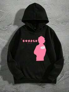 (Double-Sided Printing) SONDER Print Fashion Casual Men Hoodies Oversized Comfortable Streetwear Pullover Hooded Sweatshirt For Men Retro Graphic Design Soft Cotton Blend Long Sleeve Lounge Hoodie,Fall Hoodies,Men's Fall Clothes,Street Wear,Halloween,Mens Hoodies,Y2k Clothes,Jesus Hoodie,Thanksgiving Day,Nightmare Before Christmas,Christmas - 黑色 - 查看 1