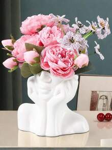 One Artistically - Designed Vase In The Shape Of A Woman With Hands Cupping Her Face. It's Simple Yet Stylish, With A Uniquely Charming Hand - Cupping - Face Design. Ideal For Arranging Fresh Or Artificial Flowers, And Can Also Be Used For Storing Cosmetics. Suitable For Decorating Living Rooms And Bedrooms All Year Round, A Must - Have For Daily Home Decor. Room Decor Flower Vase Glass Vase