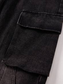 Quần jeans ống rộng màu đen phong cách Y2K cho bé gái tuổi teen, thoải mái và hoài cổ, thích hợp mặc thường ngày, dự tiệc hè và thu, lễ hội, thời trang đường phố, đồng phục học sinh, quần jeans ống rộng, quần jeans dáng rộng, quần jeans phong cách Y2K, trang phục mùa đông. - màu đen - Xem 6