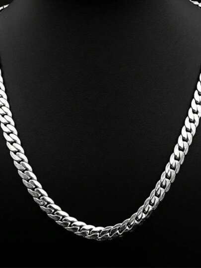 1pc Men's Flat Chain Necklace, Casual & Minimalist Accessory