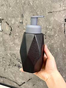 Dispensador de jabón cerámico geométrico, negro o blanco mate, diseño minimalista moderno, cabezal de bomba, adecuado para jabón de manos, jabón de platos, champú, loción corporal, uso en baño de hotel/hogar, botella vacía de alta gama rellenable