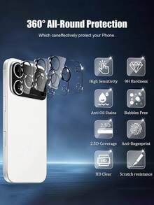 4pcs/Set Lens Protector Film Compatible With Iphone 11/12/13/14/15/16/16 Plus/16 Pro/16 Pro Max/17/17 Air/17 Pro/17 Pro Max, High Definition, Anti-Scratch - Clear - View 3