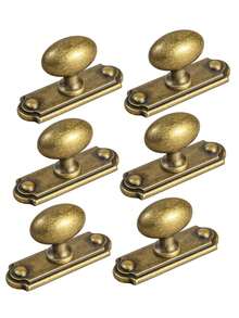 2/6 件装古董椭圆形橱柜把手，带背板，锌合金 1.4 英寸直径抽屉把手 - 銅色 - 查看 15