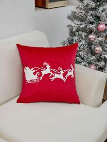 1pc Snowflake Embroidered Throw Pillow Cover, Suitable For Living Room, Bedroom, Party, Sofa, Car And Various Environments, All Season