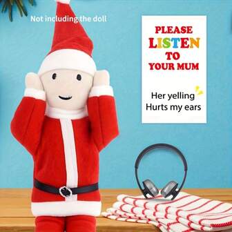 Set Christmas Gift Packaging Set, Fun Holiday Decoration Gift, With Elf Props And Headphones Parody, Christmas Party Supplies