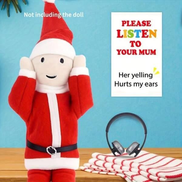 Set Christmas Gift Packaging Set, Fun Holiday Decoration Gift, With Elf Props And Headphones Parody, Christmas Party Supplies