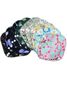 5 piezas Almohadilla menstrual de tela con estampado floral - Multicolor - Ver 8