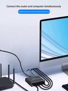 Gigabit Ethernet Cable 1-To-4 Splitter, Allowing Multiple Devices To Use The Internet Simultaneously At High Speed With A Single Network Cable, 1-To-4 Port Sharing Device, RJ45 Network Cable Splitter.