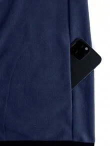 Chaleco de forro polar con cuello alto y cremallera para hombres - Prenda exterior sin mangas ligera para otoño-invierno, ideal para senderismo, viajes urbanos y actividades al aire libre con un ajuste estilizado - Azul Marino - Ver 7