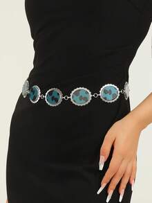 New Vintage Acrylic Alloy Printed Milk Texture Adjustable Waist Chain/Belt, Women Waist Decor