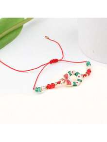 6 Stücke Weihnachts-Element Cartoon süße Armband Set, inklusive Weihnachtsmann, Weihnachtsbaum, Rentier, Schneemann, Glocke, handgemachte Perlenarmreifen, perfekt für Weihnachtsoutfit und Geschenke